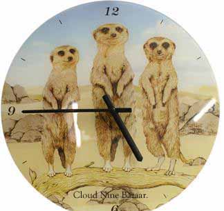 Meerkat Glass Faced Clock.