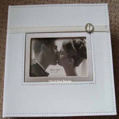 Ivory Wedding Photo Album with Diamante Buckle.