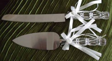 Crystal Handled Cake Knife & Server