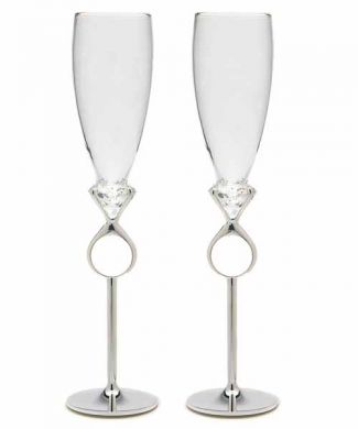 Diamond Ring Champagne Flutes