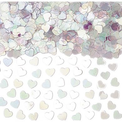 Irridescent heart shaped confetti