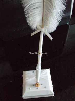 Ivory Feather Plume Pen Set.