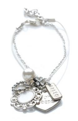 White Cord Charm Baracelet.